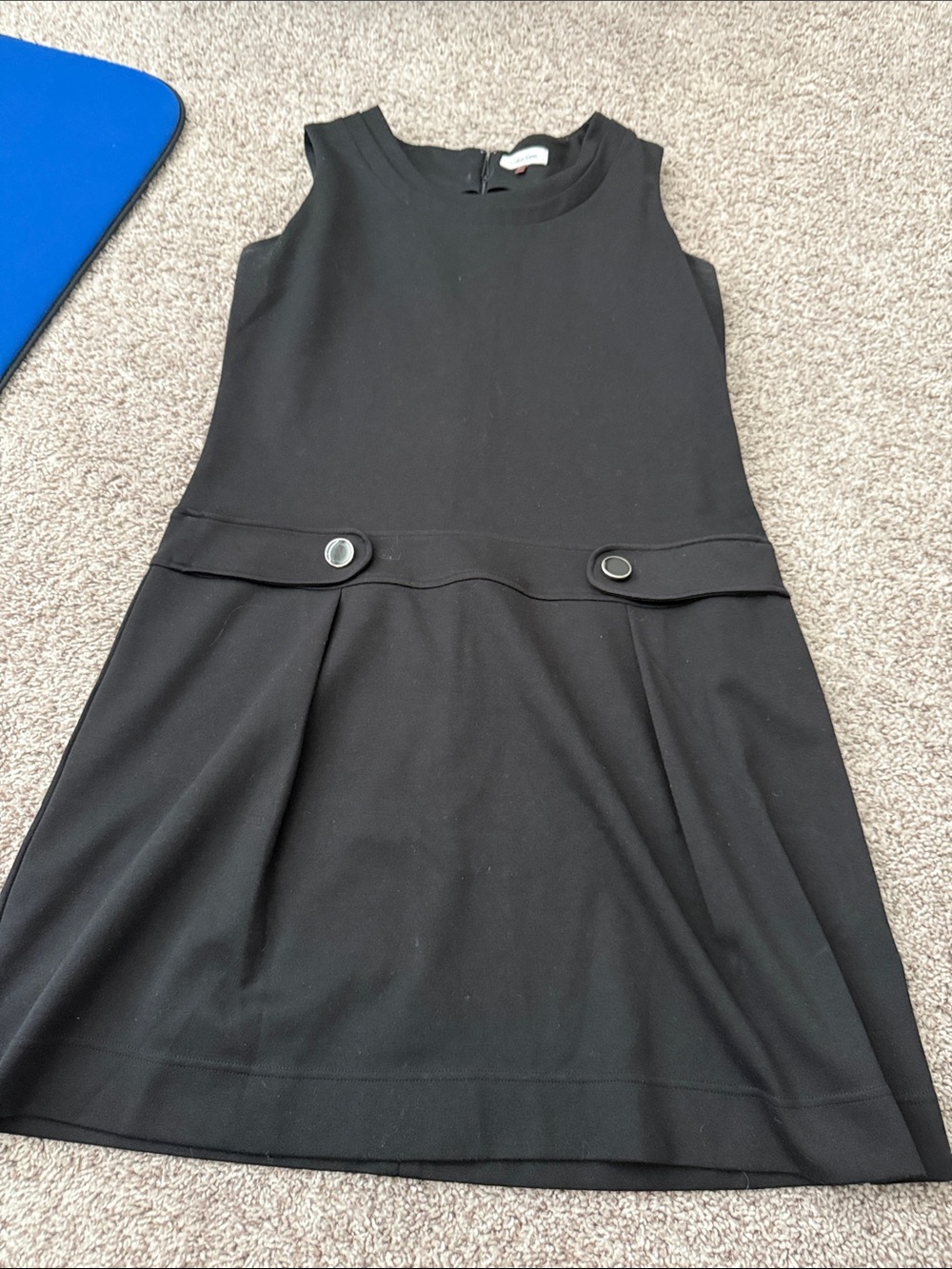 Calvin Klein Black Sleeveless Mini Dress with Button Tabs
